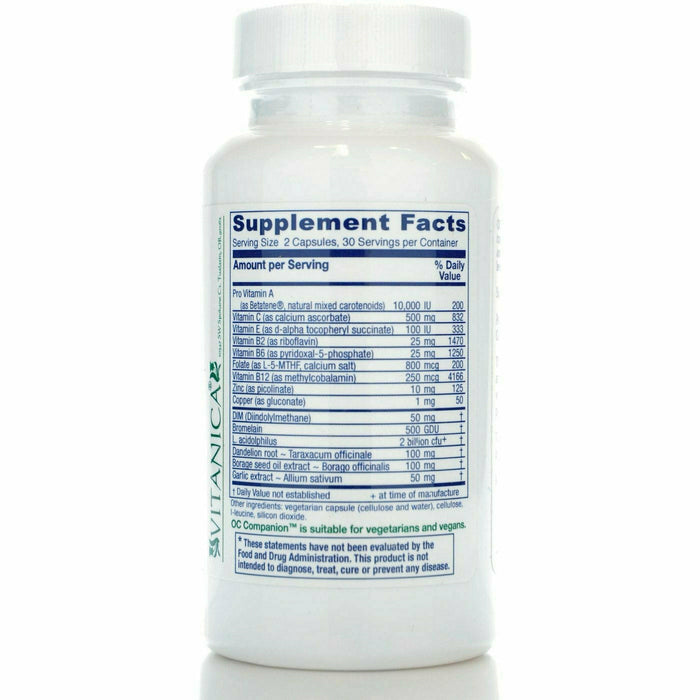 Vitanica OC Companion 60 capsules supplement facts label