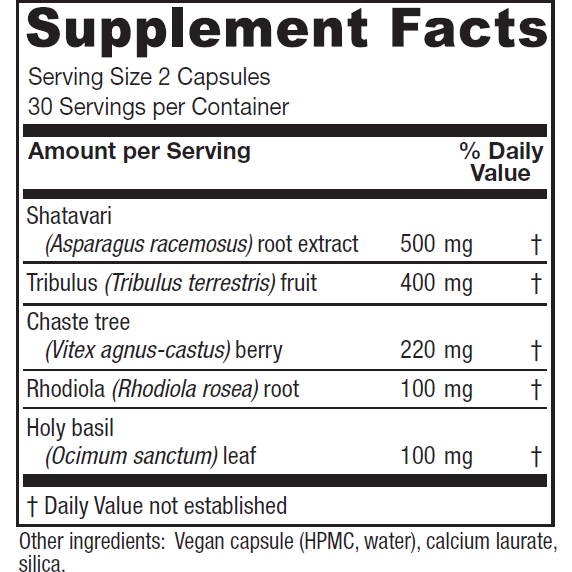 Vitanica Ovulation Assist 60 veg capsules supplement facts label