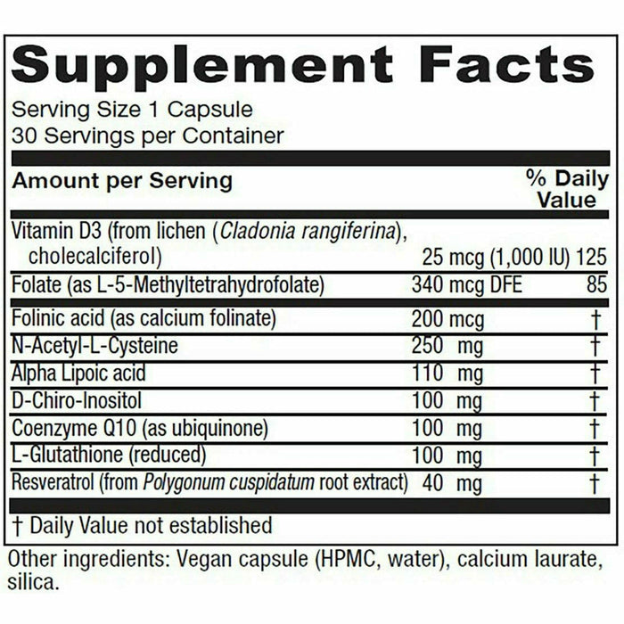 Vitanica Ovum A.M. 30 veg capsules supplement facts label