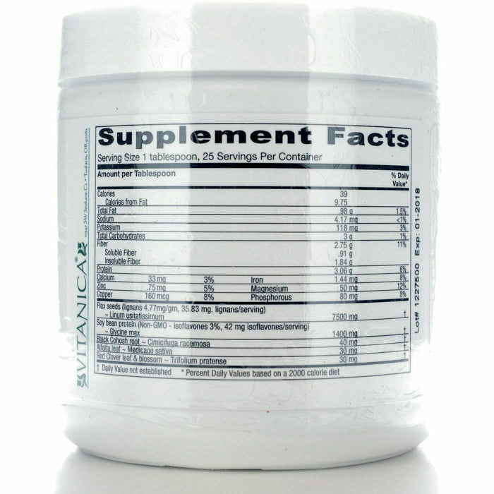 Vitanica PhytoEstrogen Herbal 227 g supplement facts label