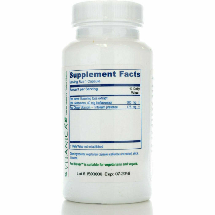 Vitanica Red Clover 60 capsules supplement facts label