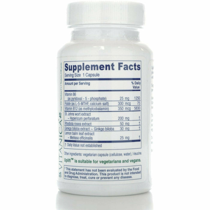 Vitanica Uplift 60 veg capsules supplement facts label
