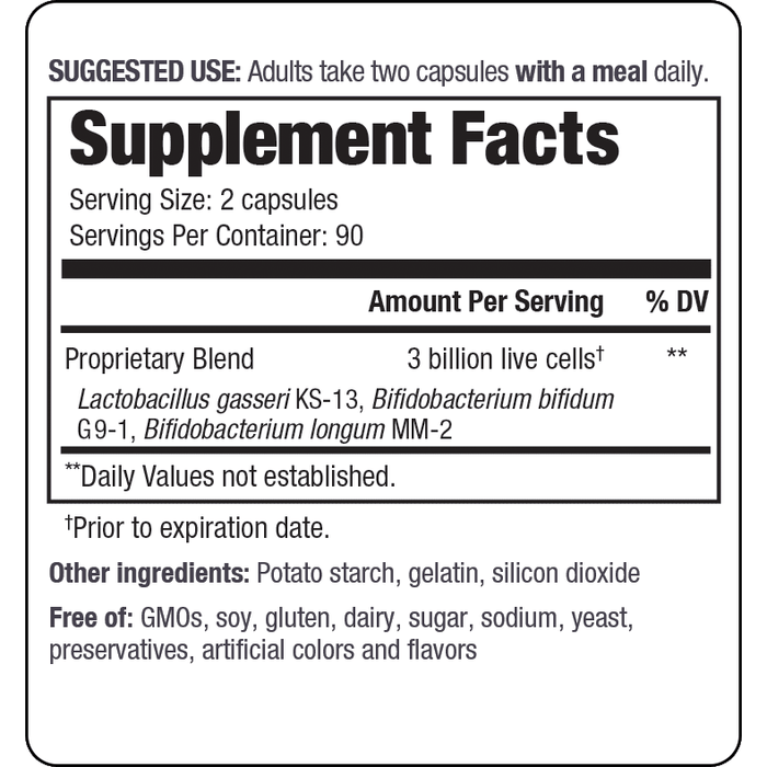Wakunaga Kyo-Dophilus Daily Probiotic supplement facts label