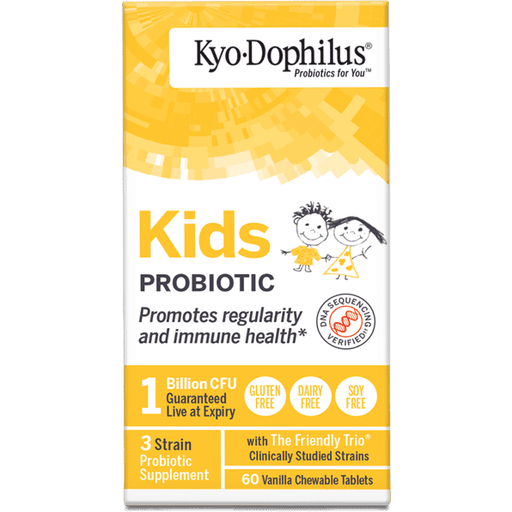 Wakunaga Kyo-Dophilus Kids Probiotic Vanilla Chewables, 60 chewable tablets, front of box
