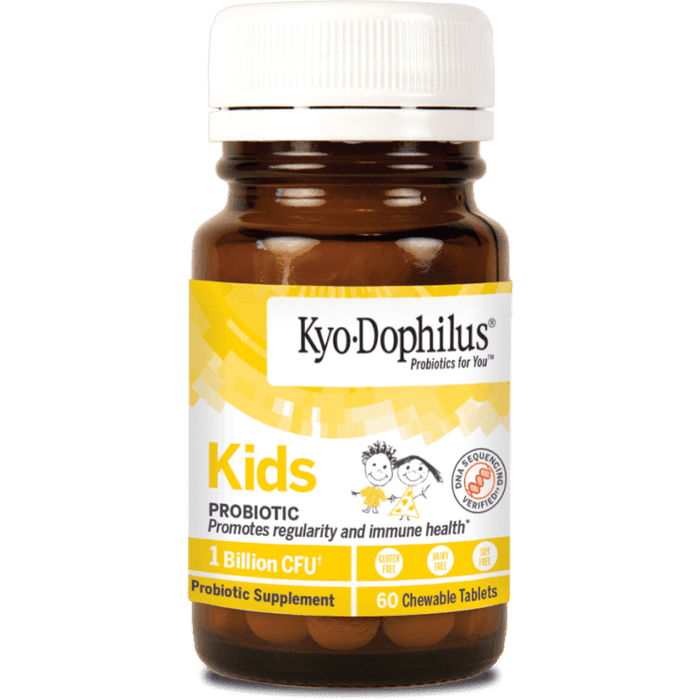 Wakunaga Kyo-Dophilus Kids Probiotic Vanilla Chewables, 60 chewable tablets, front of bottle