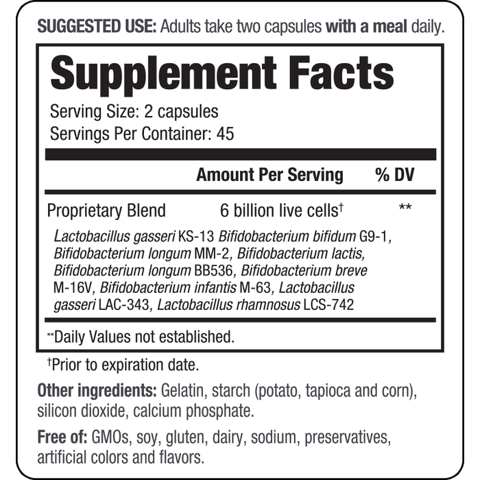 Wakunaga Kyo-Dophilus Multi 9 Probiotic 90 capsules supplement facts label