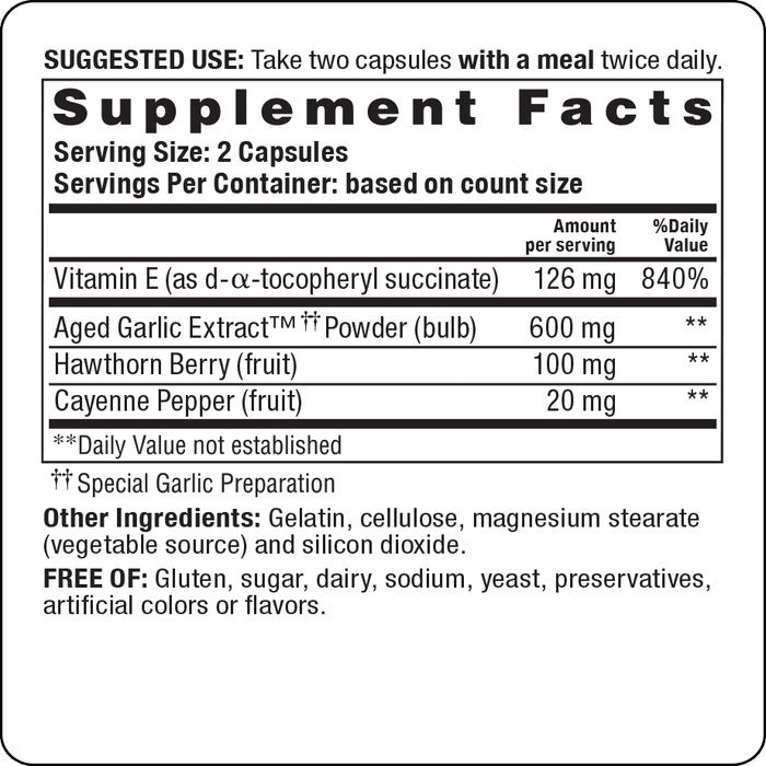 Wakunaga Kyolic Formula 106 100 capsules supplement facts label