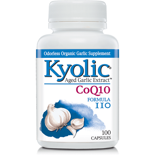 Wakunaga Kyolic Formula 110 with CoQ10, 100 capsules, front of bottle