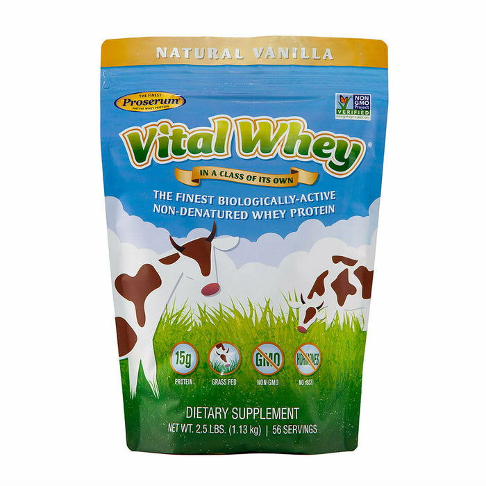 Well Wisdom Vital Whey, Natural Vanilla, 2.5 lb, front of pouch