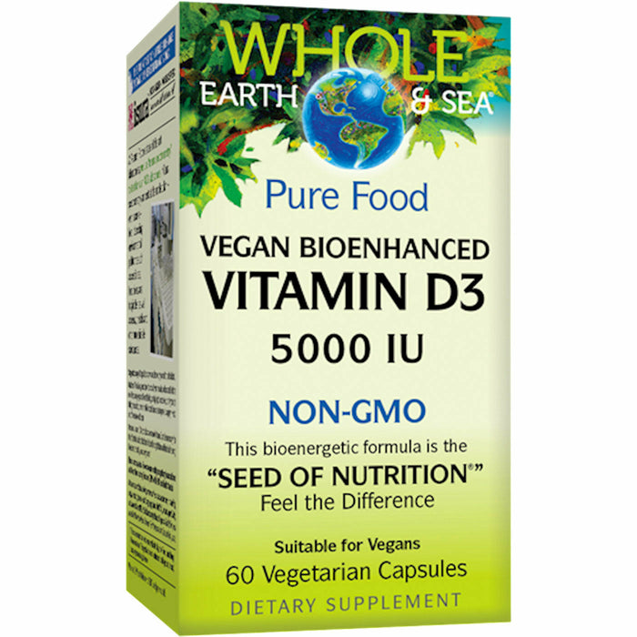 Whole Earth & Sea, Vegan Bioenhanced Vitamin D3 5000 IU 60 vegetarian capsules