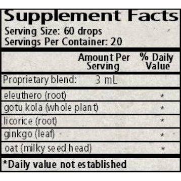 Wise Woman Herbals Adrenal Tonic 2 fl oz supplement facts label