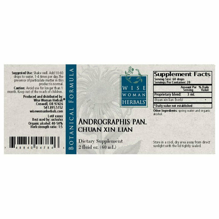 Wise Woman Herbals Andrographis (chuan xin lian) 2 fl oz full label