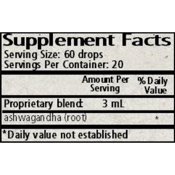 Wise Woman Herbals Ashwagandha (Withania somnifera) 2 fl oz supplement facts label