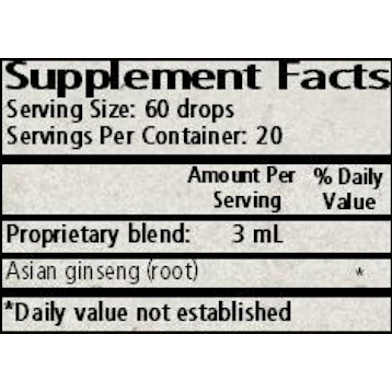 Wise Woman Herbals Asian ginseng (Panax ginseng) 2 fl oz supplement facts label