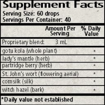 Wise Woman Herbals Bladder Tonic 4 fl oz supplement facts label