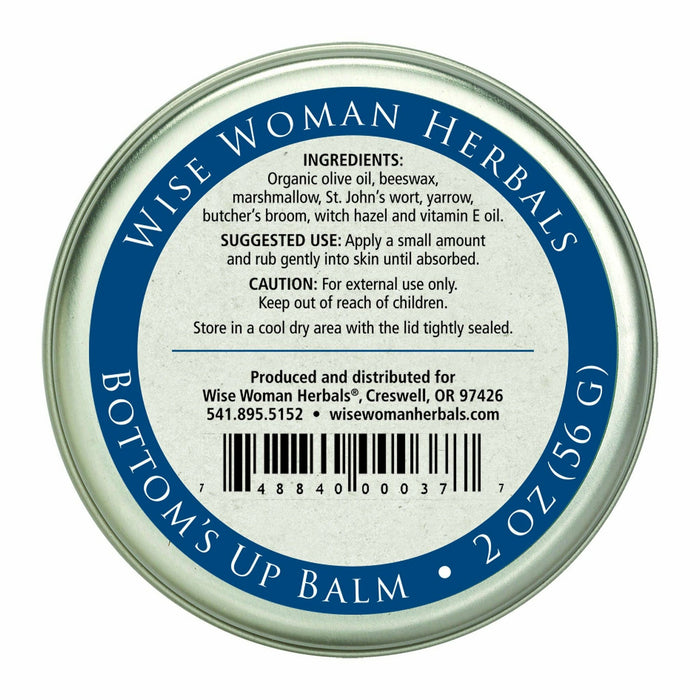 Wise Woman Herbals Bottoms Up Balm 2 oz suggested use label