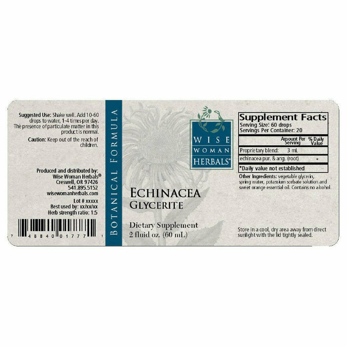 Wise Woman Herbals Echinacea Glycerite 2 fl oz full label