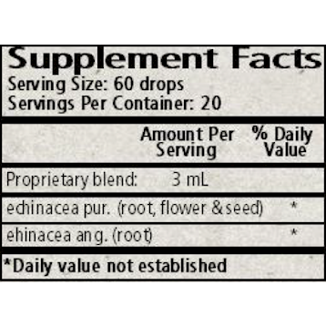 Wise Woman Herbals Echinacea Royal 2 fl oz supplement facts label