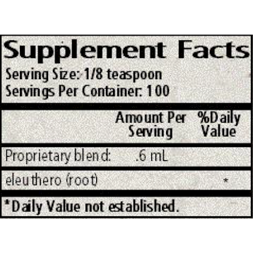 Wise Woman Herbals Eleuthero Solid Extract 2 fl oz supplement facts label