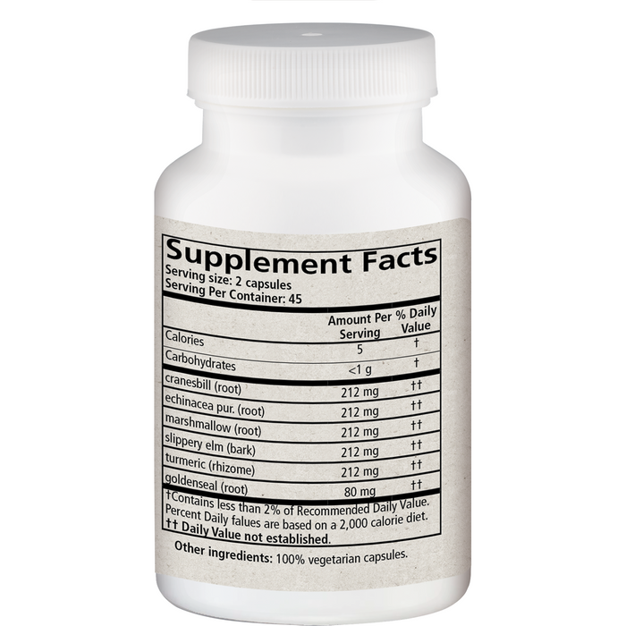Wise Woman Herbals GI Capsules 90 capsules supplement facts label
