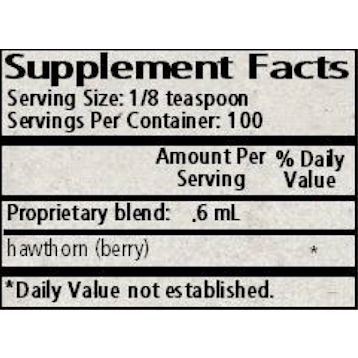 Wise Woman Herbals Hawthorn Botanical Syrup 2 fl oz supplement facts label