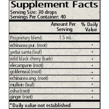 Wise Woman Herbals Immune Glycerite 2 fl oz supplement facts label
