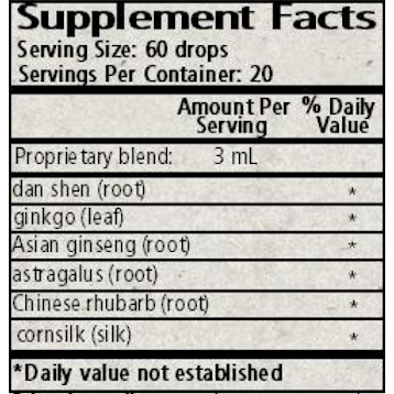 Wise Woman Herbals Kidney Support Tonic 2 fl oz supplement facts label