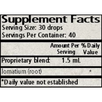 Wise Woman Herbals Lomatium (Lomatium dissectum) 2 fl oz supplement facts label