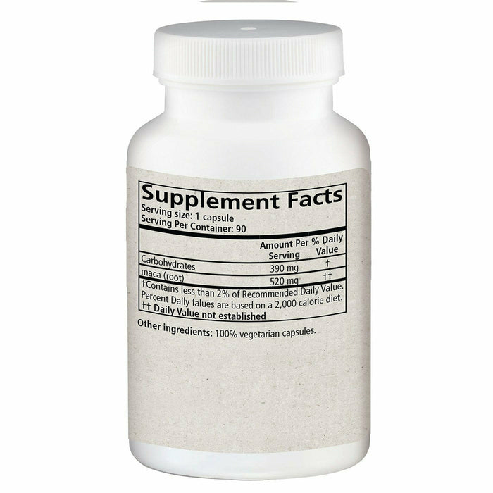 Wise Woman Herbals Maca Capsules 90 capsules supplement facts label