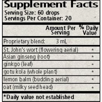 Wise Woman Herbals Mood Enhancer 2 fl oz supplement facts label