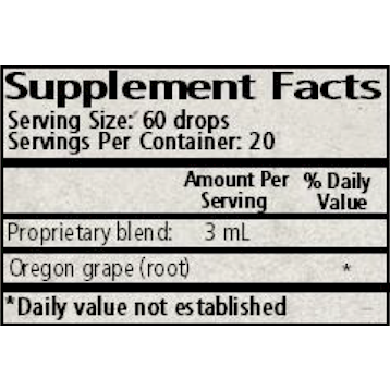 Wise Woman Herbals Oregon Grape (Mahonia spp.) 2 fl oz supplement facts label