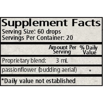 Wise Woman Herbals Passiflora Glycerite 2 fl oz supplement facts label