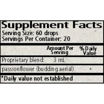 Wise Woman Herbals Passionflower (Passiflora incarnata) 2 fl oz supplement facts label