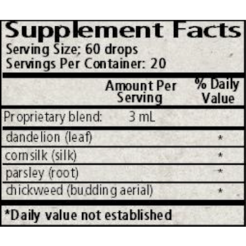 Wise Woman Herbals Phytodiuretic 2 fl oz supplement facts label