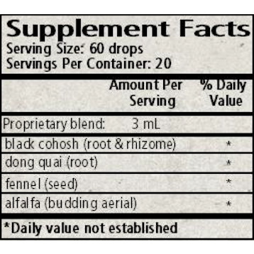 Wise Woman Herbals Phytoest 2 fl oz supplement facts label
