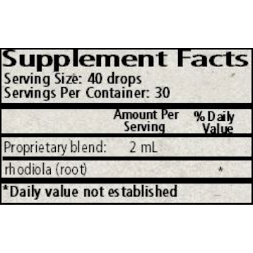 Wise Woman Herbals Rhodiola (Rhodiola rosea) 2 fl oz supplement facts label