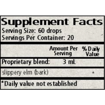 Wise Woman Herbals Slippery Elm (Ulmus spp.) 2 fl oz supplement facts label