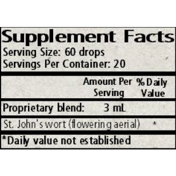 Wise Woman Herbals St. John's Wort (Hypericum perforatum) 2 fl oz supplement facts label