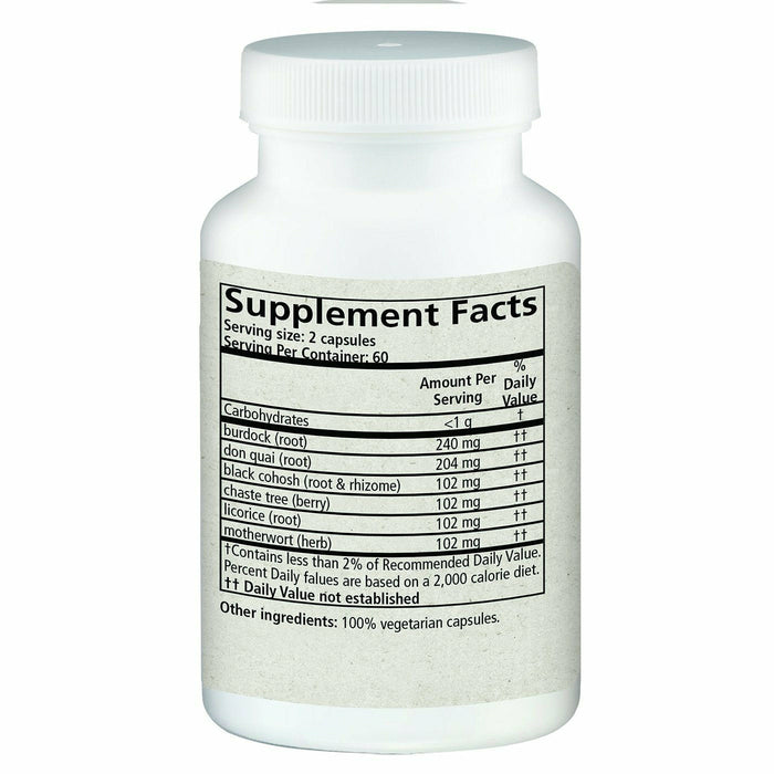 Wise Woman Herbals Women's Menocaps 120 capsules supplement facts label