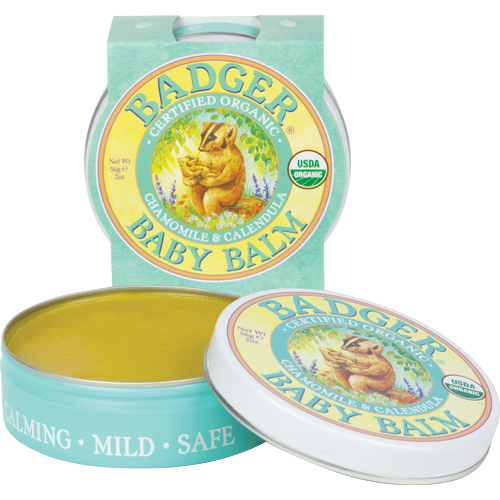 W.S. Badger Baby Balm, 2 oz, front of open tin