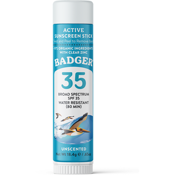 W.S. Badger SPF 35 Active Sunscreen Face Stick, 0.65 oz, front of stick