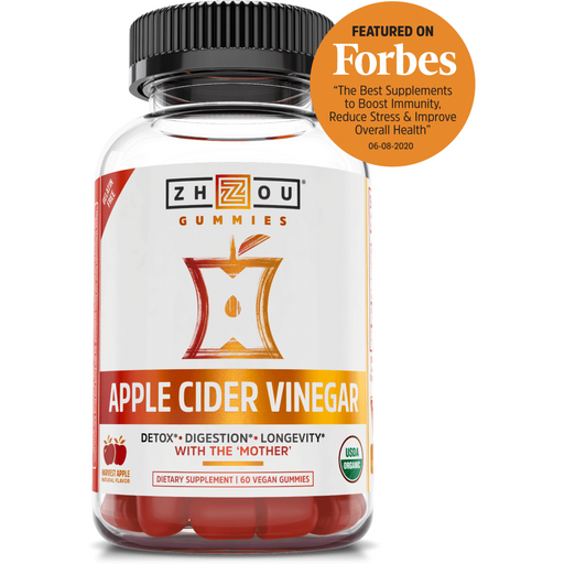 ZHOU Nutrition Apple Cider Vinegar 500 mg, 60 gummies, front of bottle
