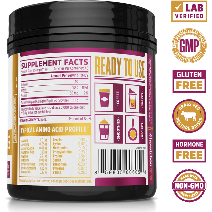 ZHOU Nutrition Collagen Peptides 18 oz supplement facts label