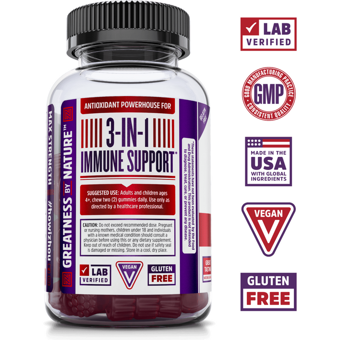 ZHOU Nutrition Elder-Mune Elderberry 60 gummies label information panel