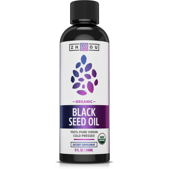 ZHOU Nutrition Organic Black Seed Oil, 8 fl oz, front of bottle